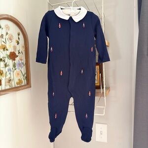 NWT Ralph Lauren Blue One Piece with Nutcrackers & White Collar
